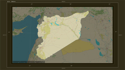 Syria composition. OSM Topographic Humanitarian style map