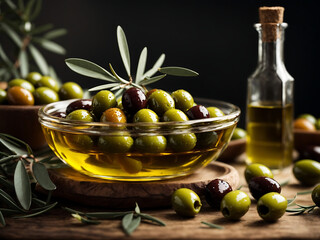 Olives and olive oil.