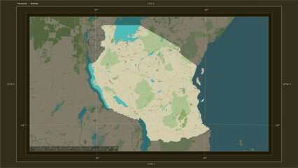 Tanzania composition. OSM Topographic Humanitarian style map