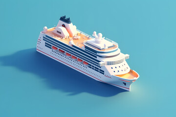 3d isometric rendering of a cruise ship - obrazy, fototapety, plakaty