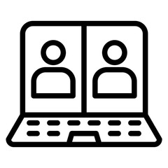 Meeting on Laptop Icon Style