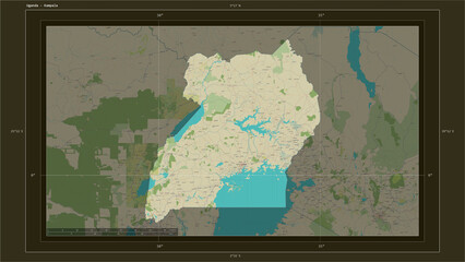 Uganda composition. OSM Topographic Humanitarian style map