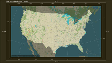 United States of America - mainland composition. OSM Topographic Humanitarian style map