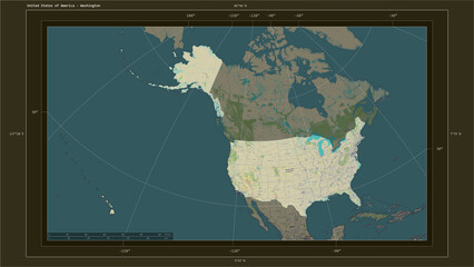 United States of America composition. OSM Topographic Humanitarian style map