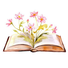 Watercolor Book flowers hand-painted isolated on a white background.