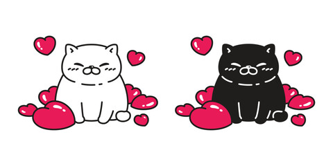 cat vector heart valentine icon fat kitten calico neko pet cartoon character illustration symbol isolated design clip art
