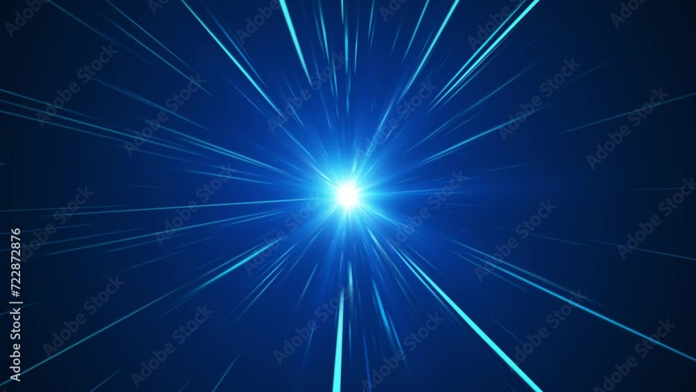 Poster abstract background with animation of moving lines. magical flickering, luminous flying lines. blue 