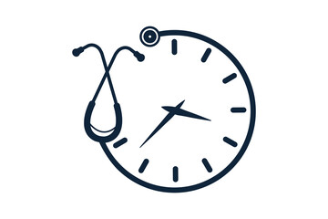 Stethoscope Clock Vector, Stethoscope Ticking Clock Concept Illustration, Stethoscope Clock Graphic, Stethoscope Time Vector, Clock of Care, Stethoscope Timepiece Design for Health, Stethoscope 24/7