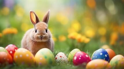 Fototapeta na wymiar easter bunny and eggs