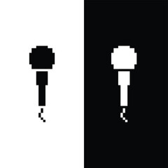 pixel Podcast  icon.  Vector pixel art microphone 8 bit logo for game