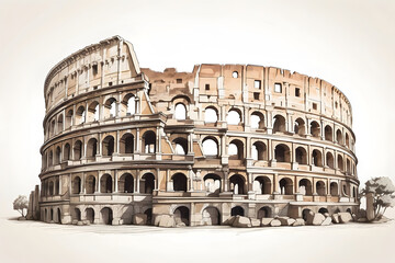 Close-up front view of aesthetic Colosseum illustration