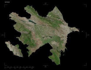 Azerbaijan shape isolated on black. High-res satellite map © zelwanka