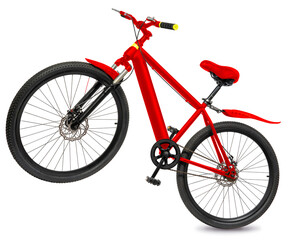 Red Mountain Bike on white, Mountain Bicycle Isolated on White background, With work path.