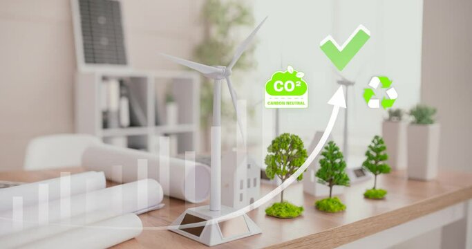 Green energy concept help reduce global warming.Carbon dioxide emission in industry zero carbon concept. 4K loop