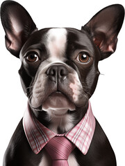 Boston terrier dog isolated on transparent background