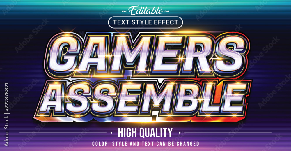Aufkleber editable text style effect - gamers assemble text style theme.