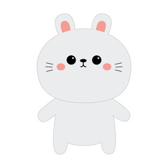 Obraz na płótnie Canvas Bunny rabbit standing icon. Round face. Cute cartoon kawaii pet baby animal character. Funny baby. Sticker print. Love greeting card. Valentines day. Flat design. Happy Easter. White background.