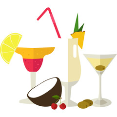 Alcohol cocktail drink vector icon isolated on white