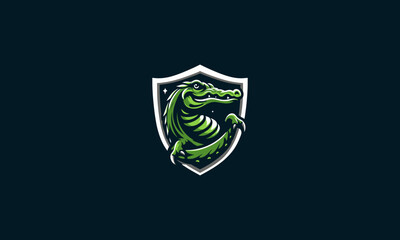 head green crocodile vector illustration logo design