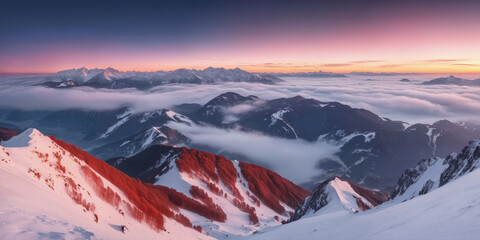 Alps mountain view moody light sunset