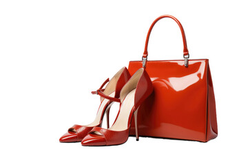 Ladies Bag and Shoes Isolated On Transparent Background