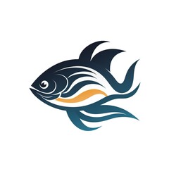 minimalistic logo emblem with a fish on white background. Symbol badge for a fishing brand, restaurant and seafood store, a fishing company