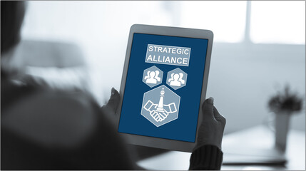 Strategic alliance concept on a tablet