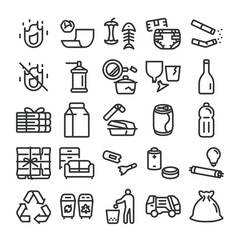 ゴミ・廃品回収 リサイクル アイコン セット