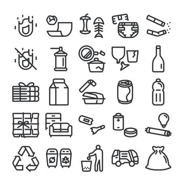 ゴミ・廃品回収 リサイクル アイコン セット