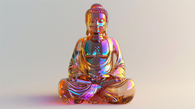 3d illustration translucent colored glass buddha