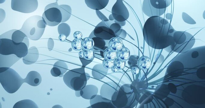 Nitrobenzene rotating molecular 3d structure ball-and-stick model, looped video nitro solvents