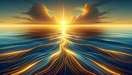 Sunrise Path of Light Across the Sea - Generative AI