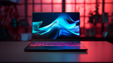 Laptop computer with screen with bright and vibrant colors	
 - obrazy, fototapety, plakaty