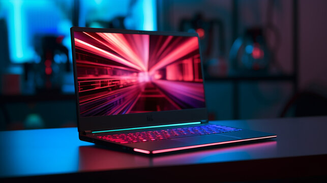 Laptop computer with screen with bright and vibrant colors	
