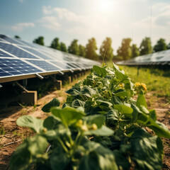 Fototapeta premium Solar panels alternative green energy from sun