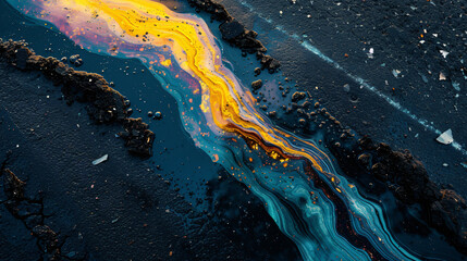 Abstract oil spill photograph at night