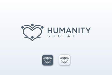 Humanity love minimal logo design