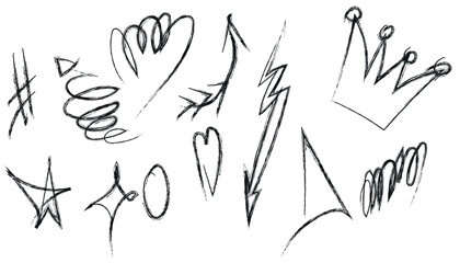 Hand drawn scribble set