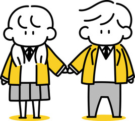 手を繋ぐ高校生の男女