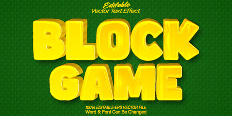 Block Game Text Effect Editable Alphabet Puzzle Play Gamer Fun Child - obrazy, fototapety, plakaty