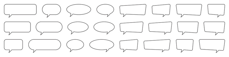 Speech bubble, speech balloon, chat bubble line art vector icon for apps and websites.