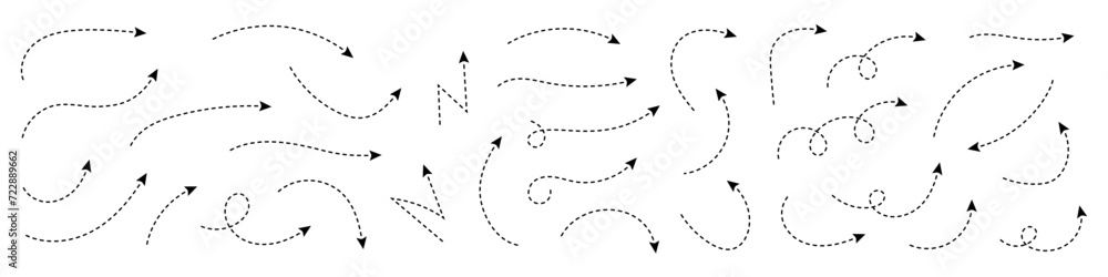 Poster curved dotted arrow. zigzag arrow stripes design with dotted lines.