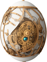 Easter egg in steampunk style. Abstract illustration. AI created.