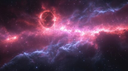 Beautiful space. Nebula and galaxies in space. Created with Generative AI