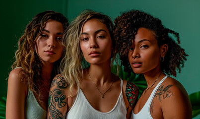 Diverse women looking at camera, feminity empowerment