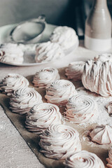 Airy pink marshmallow dessert. Zephyr.