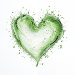 green liquid splash in the shape of heart