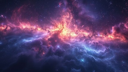 Naklejka premium Beautiful space. Nebula and galaxies in space. Created with Generative AI