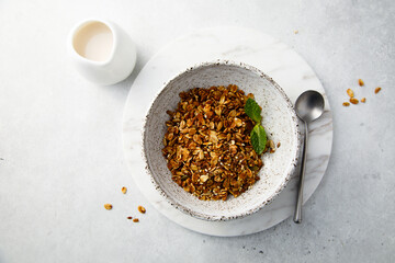 Traditional homemade granola for breakfast