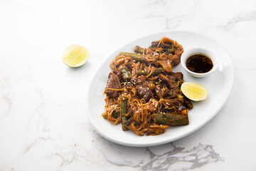 Homemade noodles with beef